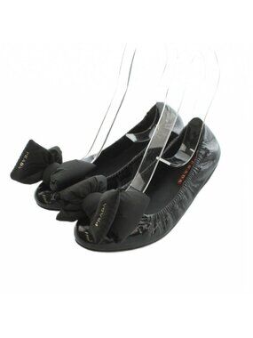 Prada Linea Rossa Ballet Shoes Nylon Ribbon Patent Black 36